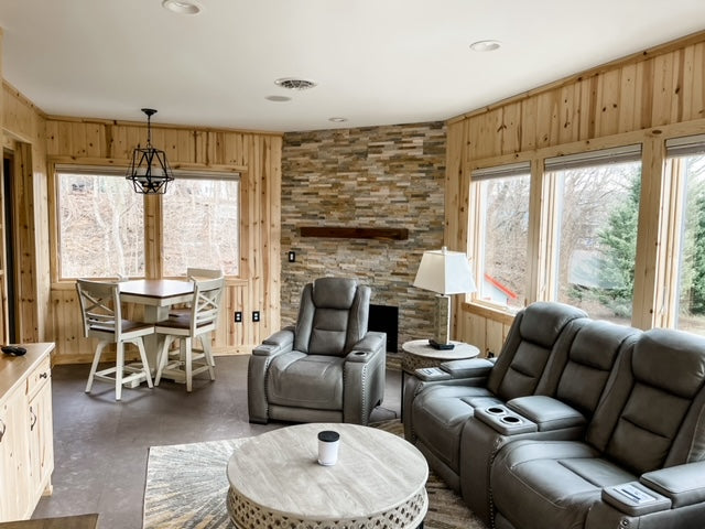 Newly Enclosed Porch Design and Custom Shades